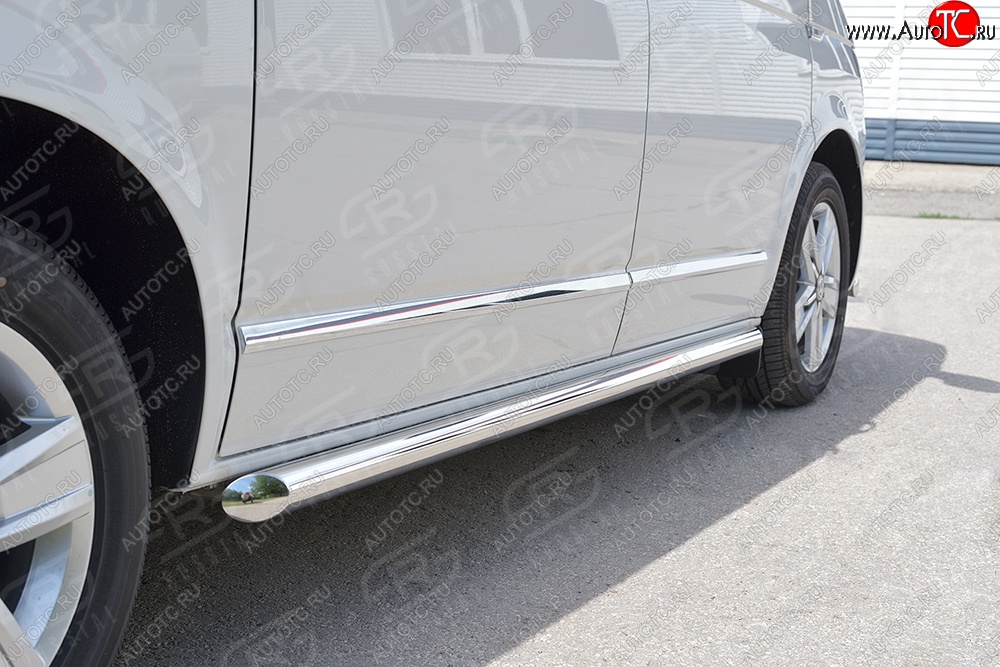 13 549 р. Защита порогов (левая сторона, длинная база, труба, d63 мм) SLITKOFF  Volkswagen Caravelle  T6 - Transporter  T6 (Скос на торцах 45°)  с доставкой в г. Керчь