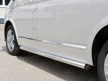 12 749 р. Правая защита порога SLITKOFF из круглой трубы диаметром 63 мм SLITKOFF  Volkswagen Caravelle  T6 - Transporter  T6  с доставкой в г. Керчь. Увеличить фотографию 3