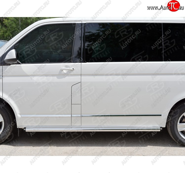 12 749 р. Правая защита порога SLITKOFF из круглой трубы диаметром 63 мм SLITKOFF  Volkswagen Caravelle  T6 - Transporter  T6  с доставкой в г. Керчь