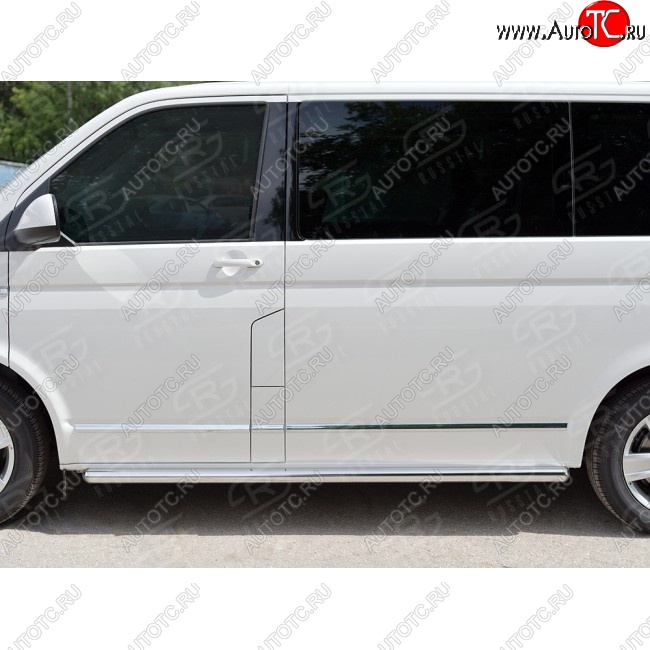 13 549 р. Правая защита порогов SLITKOFF из круглой трубы диаметром 63 мм v3  Volkswagen Caravelle  T6 - Transporter  T6  с доставкой в г. Керчь
