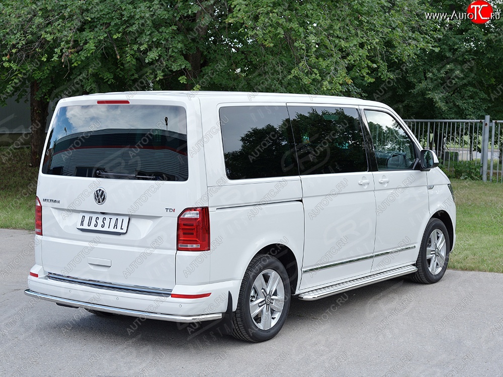 15 999 р. Защита заднего бампера (Ø42 мм, нержавейка, длинная версия) SLITKOFF Volkswagen Multivan T6 дорестайлинг (2016-2019)  с доставкой в г. Керчь