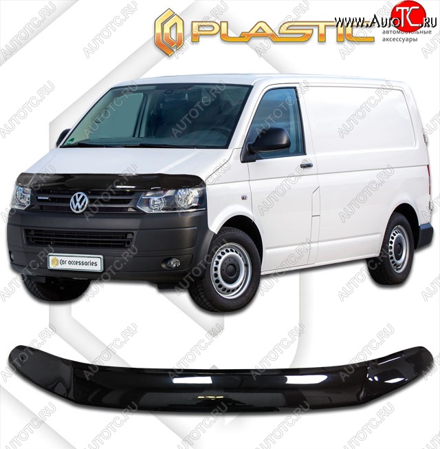 2 799 р. Дефлектор капота CA-Plastik (exclusive) Volkswagen Multivan T6.1 рестайлинг (2019-2025) (Classic черный, Без надписи)  с доставкой в г. Керчь