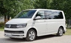 Защита переднего бампера (2 трубыØ42 мм, нержавейка, короткая база) SLITKOFF Volkswagen Multivan  T6 - Transporter  T6