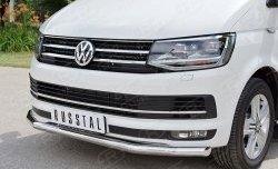 17 499 р. Защита переднего бампера (Ø63 мм, нержавейка, короткая база) SLITKOFF Volkswagen Transporter T6 дорестайлинг (2015-2019)  с доставкой в г. Керчь. Увеличить фотографию 2