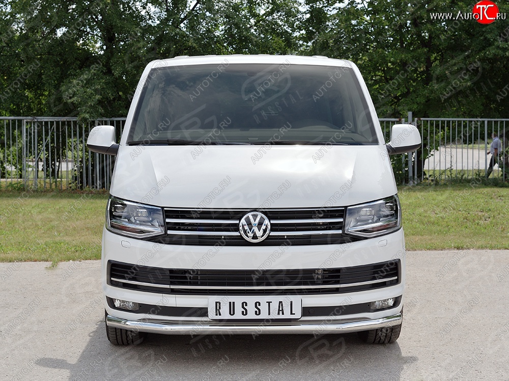 17 499 р. Защита переднего бампера (Ø63 мм, нержавейка, короткая база) SLITKOFF Volkswagen Transporter T6 дорестайлинг (2015-2019)  с доставкой в г. Керчь