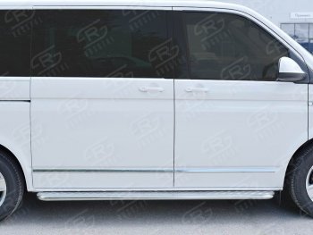 14 449 р. Левая широкая защита порогов с трубой диаметром 42 мм SLITKOFF  Volkswagen Multivan  T6 - Transporter  T6  с доставкой в г. Керчь. Увеличить фотографию 2