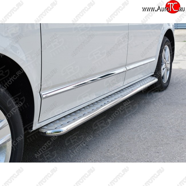 14 449 р. Левая широкая защита порогов с трубой диаметром 42 мм SLITKOFF  Volkswagen Multivan  T6 - Transporter  T6  с доставкой в г. Керчь
