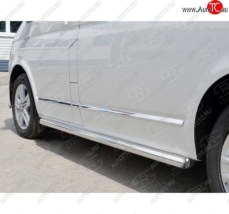 11 999 р. Правая защита порогов SLITKOFF из круглой трубы d63 мм  Volkswagen Multivan  T6 - Transporter  T6  с доставкой в г. Керчь