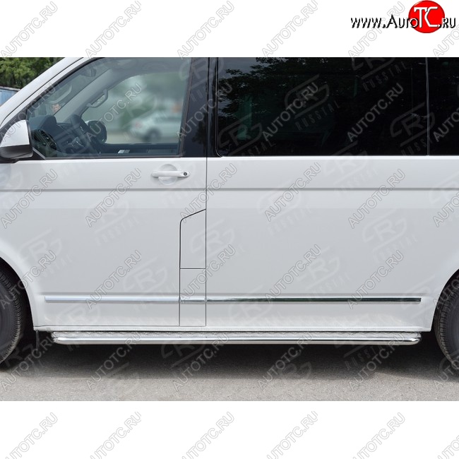 14 449 р. Правая широкая защита порогов SLITKOFF из круглой трубы d63 мм v2  Volkswagen Multivan  T6 - Transporter  T6  с доставкой в г. Керчь