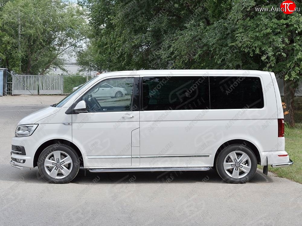 22 699 р. Правая защита порогов SLITKOFF из круглой трубы d63 мм v3  Volkswagen Multivan  T6 - Transporter  T6  с доставкой в г. Керчь