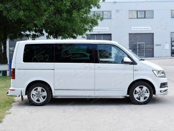 Левая широкая защита порогов с трубой диаметром 42 мм SLITKOFF Volkswagen Multivan  T6 - Transporter  T6