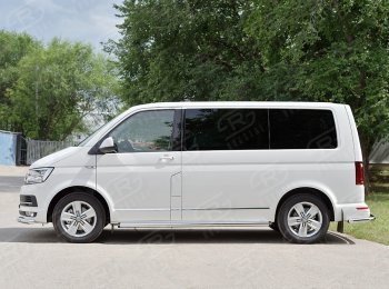 12 749 р. Правая защита порогов SLITKOFF из круглой трубы d63 мм v2  Volkswagen Multivan  T6 - Transporter  T6  с доставкой в г. Керчь. Увеличить фотографию 2