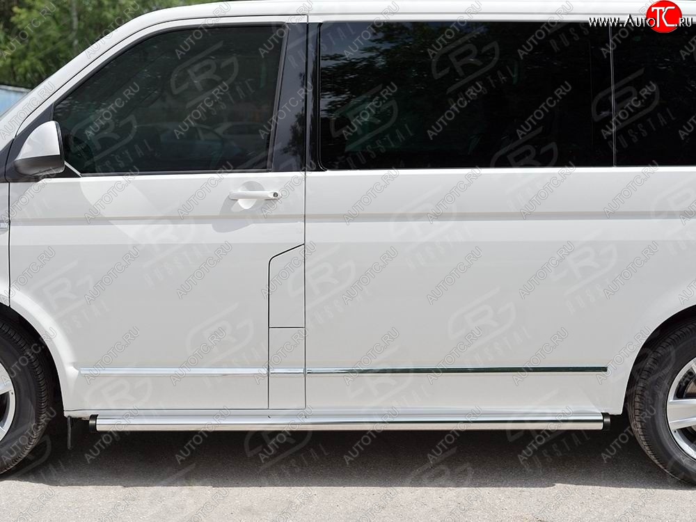 12 749 р. Правая защита порогов SLITKOFF из круглой трубы d63 мм v2  Volkswagen Multivan  T6 - Transporter  T6  с доставкой в г. Керчь