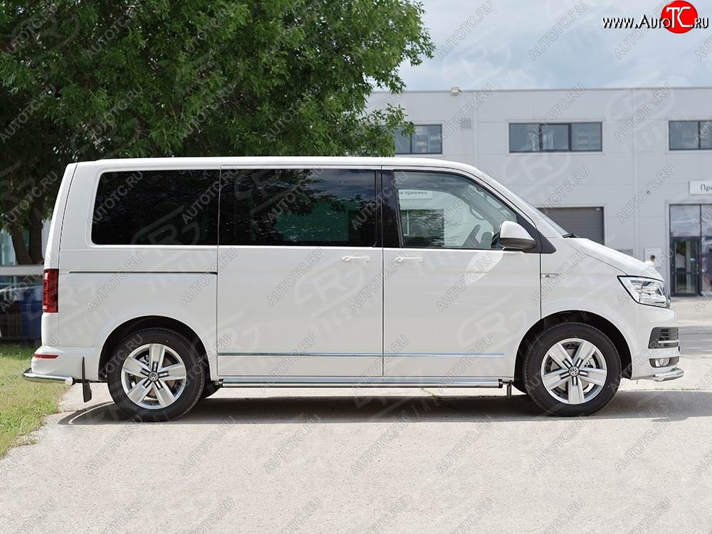 12 749 р. Левая защита порога SLITKOFF из круглой трубы диаметром 63 мм v2  Volkswagen Multivan  T6 - Transporter  T6  с доставкой в г. Керчь