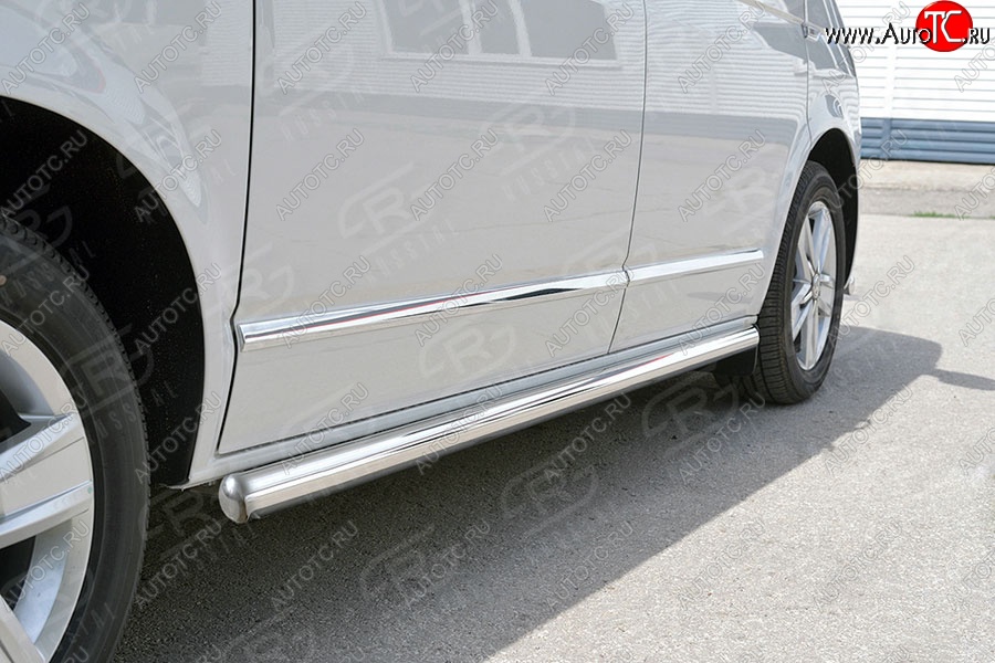 13 549 р. Левая защита порогов SLITKOFF из круглой трубы d63 мм SLITKOFF Volkswagen Multivan T6 дорестайлинг (2016-2019)  с доставкой в г. Керчь