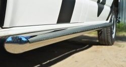 8 299 р. Левая защита порогов из круглой трубы диаметром 63 мм Russtal Volkswagen Transporter T6 дорестайлинг (2015-2019) (Защита порогов с со скосами на торцах (вариант 1))  с доставкой в г. Керчь. Увеличить фотографию 4