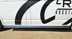 8 299 р. Левая защита порогов из круглой трубы диаметром 63 мм Russtal Volkswagen Transporter T6 дорестайлинг (2015-2019) (Защита порогов с со скосами на торцах (вариант 1))  с доставкой в г. Керчь. Увеличить фотографию 6