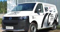 8 299 р. Левая защита порогов из круглой трубы диаметром 63 мм Russtal Volkswagen Transporter T6 дорестайлинг (2015-2019) (Защита порогов с со скосами на торцах (вариант 1))  с доставкой в г. Керчь. Увеличить фотографию 9