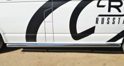 8 299 р. Левая защита порогов из круглой трубы диаметром 63 мм Russtal Volkswagen Transporter T6 дорестайлинг (2015-2019) (Защита порогов с со скосами на торцах (вариант 1))  с доставкой в г. Керчь. Увеличить фотографию 10