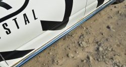 8 299 р. Правая защита порогов из круглой трубы диаметром 63 мм Russtal Volkswagen Transporter T6 дорестайлинг (2015-2019) (Защита порогов с со скосами на торцах (вариант 1))  с доставкой в г. Керчь. Увеличить фотографию 2
