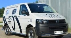 8 299 р. Правая защита порогов из круглой трубы диаметром 63 мм Russtal Volkswagen Transporter T6 дорестайлинг (2015-2019) (Защита порогов с со скосами на торцах (вариант 1))  с доставкой в г. Керчь. Увеличить фотографию 10