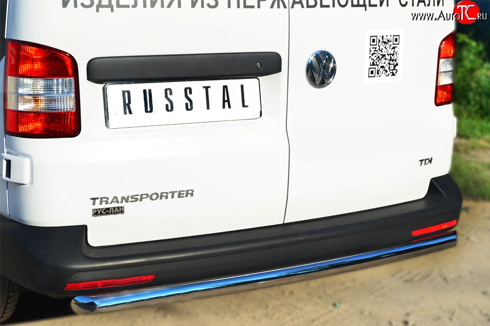 15 799 р. Защита заднего бампера (Ø63 мм, нержавейка) SLITKOFF Volkswagen Transporter T5 рестайлинг (2009-2015)  с доставкой в г. Керчь