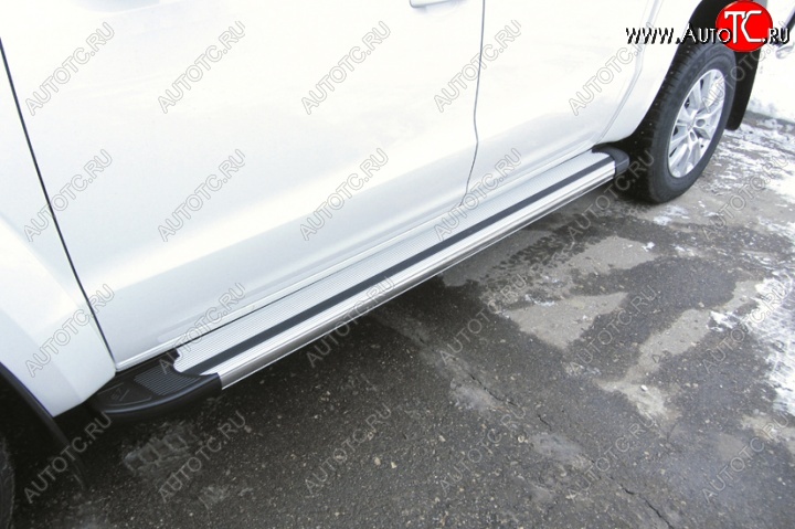 11 639 р. Алюминиевые пороги для ног Slitkoff (Luxe)  Volkswagen Teramont  CA1 (2016-2020) дорестайлинг (Чёрные)  с доставкой в г. Керчь