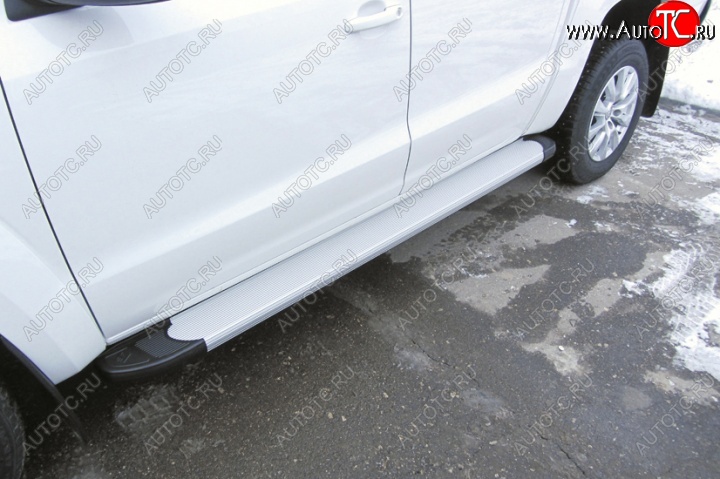 16 999 р. Алюминиевые пороги для ног Slitkoff (Optima)  Volkswagen Teramont  CA1 (2016-2020) дорестайлинг (Чёрные)  с доставкой в г. Керчь