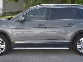 84 999 р. Пороги труба d42 с листом Russtal Volkswagen Teramont CA1 дорестайлинг (2016-2020) (Лист алюм, проф.нерж)  с доставкой в г. Керчь. Увеличить фотографию 2