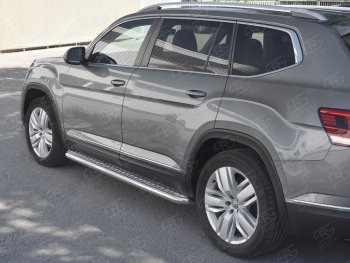 94 999 р. Пороги труба d63 с листом   Russtal Volkswagen Teramont CA1 дорестайлинг (2016-2020) (Лист алюм, проф. нерж)  с доставкой в г. Керчь. Увеличить фотографию 3