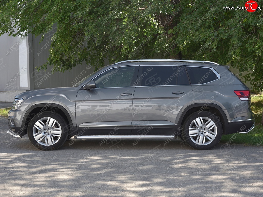 94 999 р. Пороги труба d63 с листом   Russtal Volkswagen Teramont CA1 дорестайлинг (2016-2020) (Лист алюм, проф. нерж)  с доставкой в г. Керчь