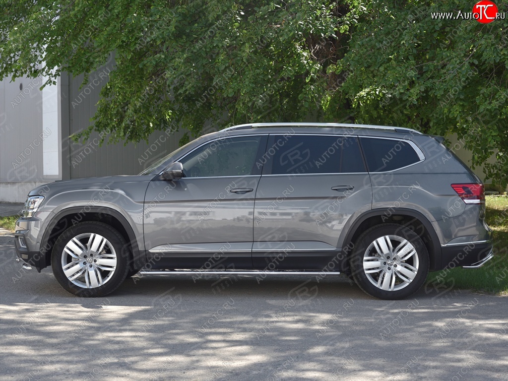 18 299 р. Пороги труба 75х42 Russtal (овал с проступью) Volkswagen Teramont CA1 дорестайлинг (2016-2020)  с доставкой в г. Керчь