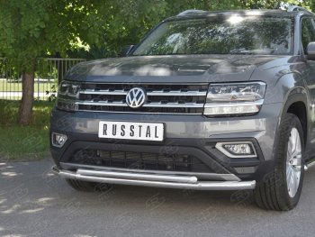 19 999 р. Защита переднего бампера (2 трубы Ø63 и 42 мм, нержавейка) SLITKOFF  Volkswagen Teramont  CA1 (2016-2020) дорестайлинг  с доставкой в г. Керчь. Увеличить фотографию 4
