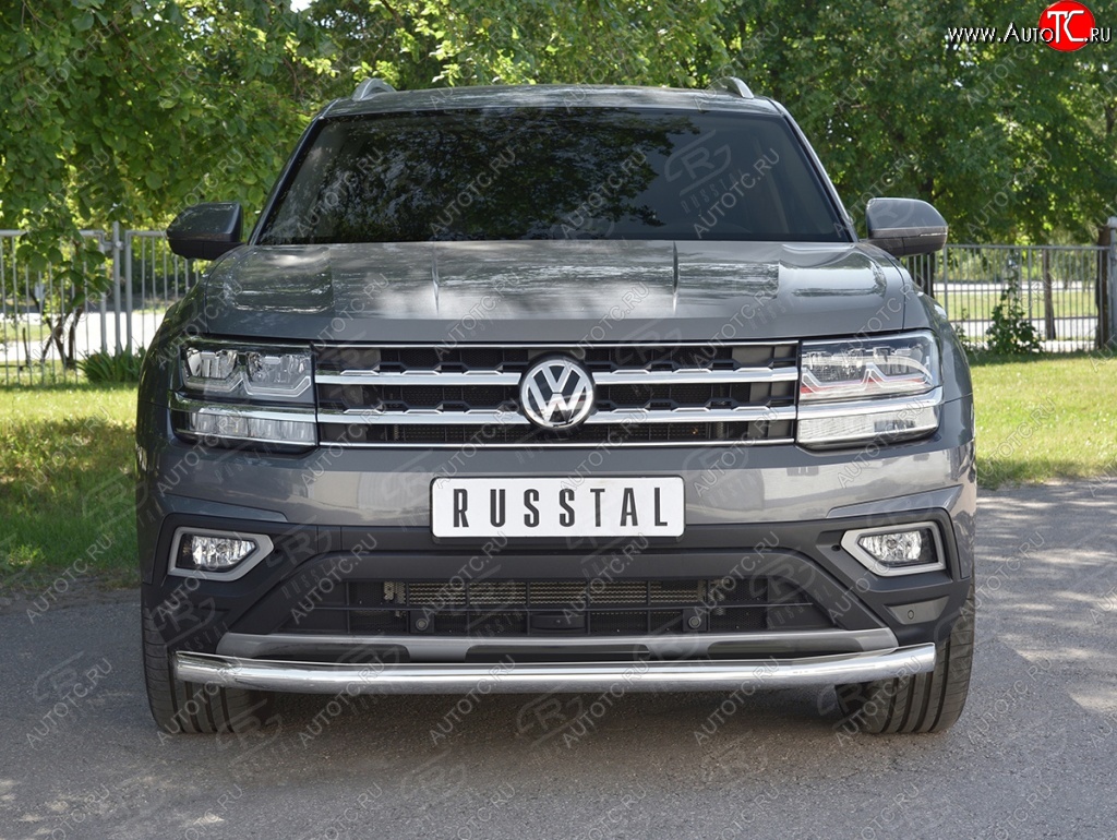 18 299 р. Защита переднего бампера (Ø63 мм, нержавейка) SLITKOFF  Volkswagen Teramont  CA1 (2016-2020) дорестайлинг  с доставкой в г. Керчь