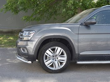 18 849 р. Защита переднего бампера (Ø63 мм волна, нержавейка) SLITKOFF  Volkswagen Teramont  CA1 (2016-2020) дорестайлинг  с доставкой в г. Керчь. Увеличить фотографию 3