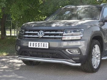 18 849 р. Защита переднего бампера (Ø63 мм волна, нержавейка) SLITKOFF  Volkswagen Teramont  CA1 (2016-2020) дорестайлинг  с доставкой в г. Керчь. Увеличить фотографию 4
