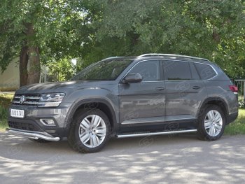 23 999 р. Защита переднего бампера (2 трубы Ø63 и 42 мм, нержавейка) SLITKOFF  Volkswagen Teramont  CA1 (2016-2020) дорестайлинг  с доставкой в г. Керчь. Увеличить фотографию 2