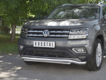 23 999 р. Защита переднего бампера (2 трубы Ø63 и 42 мм, нержавейка) SLITKOFF  Volkswagen Teramont  CA1 (2016-2020) дорестайлинг  с доставкой в г. Керчь. Увеличить фотографию 4