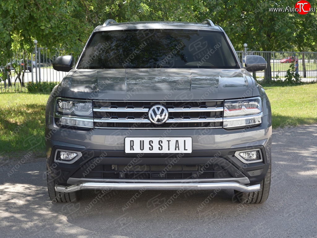 18 849 р. Защита переднего бампера (Ø63 мм волна, нержавейка) SLITKOFF  Volkswagen Teramont  CA1 (2016-2020) дорестайлинг  с доставкой в г. Керчь