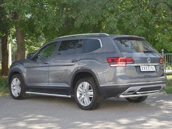 16 999 р. Защита заднего бампера (2 трубы Ø63 и 42 мм, нержавейка) SLITKOFF  Volkswagen Teramont  CA1 (2016-2020) дорестайлинг  с доставкой в г. Керчь. Увеличить фотографию 2
