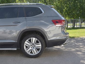 16 999 р. Защита заднего бампера (2 трубы Ø63 и 42 мм, нержавейка) SLITKOFF  Volkswagen Teramont  CA1 (2016-2020) дорестайлинг  с доставкой в г. Керчь. Увеличить фотографию 3