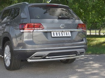 16 999 р. Защита заднего бампера (2 трубы Ø63 и 42 мм, нержавейка) SLITKOFF  Volkswagen Teramont  CA1 (2016-2020) дорестайлинг  с доставкой в г. Керчь. Увеличить фотографию 4