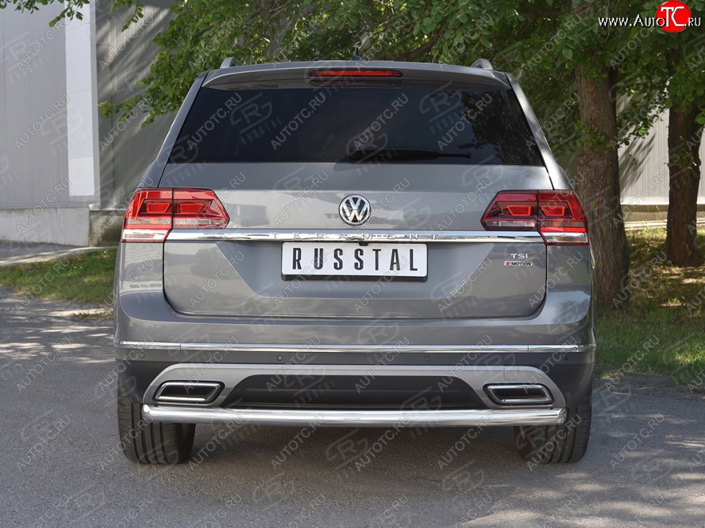 15 249 р. Защита заднего бампера (Ø63 мм, нержавейка) SLITKOFF  Volkswagen Teramont  CA1 (2016-2020) дорестайлинг  с доставкой в г. Керчь
