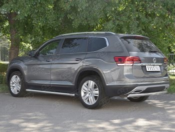 11 599 р. Защита заднего бампера (Ø75х42 мм, нержавейка) Russtal Volkswagen Teramont CA1 дорестайлинг (2016-2020)  с доставкой в г. Керчь. Увеличить фотографию 2