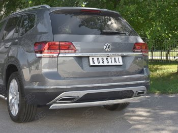 11 599 р. Защита заднего бампера (Ø75х42 мм, нержавейка) Russtal Volkswagen Teramont CA1 дорестайлинг (2016-2020)  с доставкой в г. Керчь. Увеличить фотографию 4