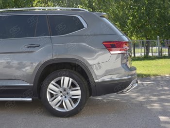 15 249 р. Защита заднего бампера (Ø42 мм волна, нержавейка) SLITKOFF  Volkswagen Teramont  CA1 (2016-2020) дорестайлинг  с доставкой в г. Керчь. Увеличить фотографию 3