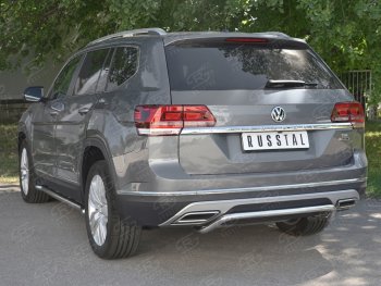 15 249 р. Защита заднего бампера (Ø42 мм волна, нержавейка) SLITKOFF  Volkswagen Teramont  CA1 (2016-2020) дорестайлинг  с доставкой в г. Керчь. Увеличить фотографию 4