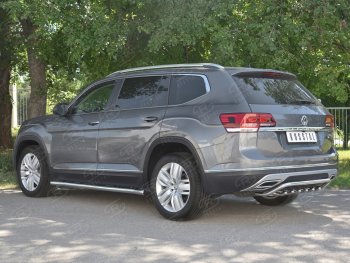 24 649 р. Защита заднего бампера (Ø42 мм, волна+зубы, нержавейка) SLITKOFF Volkswagen Teramont CA1 дорестайлинг (2016-2020)  с доставкой в г. Керчь. Увеличить фотографию 2