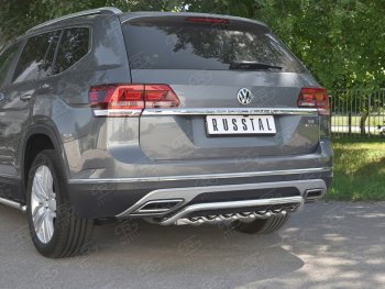 24 649 р. Защита заднего бампера (Ø42 мм, волна+зубы, нержавейка) SLITKOFF Volkswagen Teramont CA1 дорестайлинг (2016-2020)  с доставкой в г. Керчь. Увеличить фотографию 4