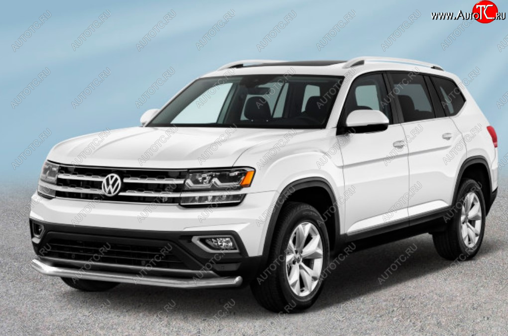 10 399 р. Защита переднего бампера Slitkoff (Ø 57 мм).  Volkswagen Teramont  CA1 (2016-2020) дорестайлинг (Сталь с полимерным покрытием. Цвет: серебристый)  с доставкой в г. Керчь